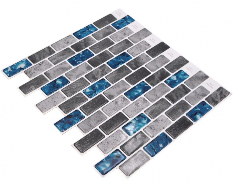 Rectángulo de vinilo autoadhesivo para mosaico compuesto gris azul iridiscente MOS200-MS8