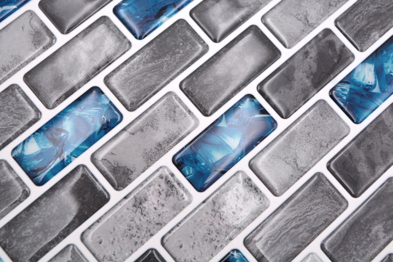 Rectángulo de vinilo autoadhesivo para mosaico compuesto gris azul iridiscente MOS200-MS8