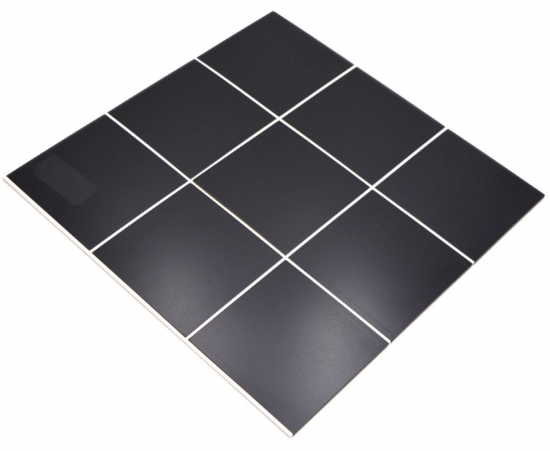 Estera de mosaico autoadhesiva aspecto azulejo negro metálico con junta blanca MOS200-B03