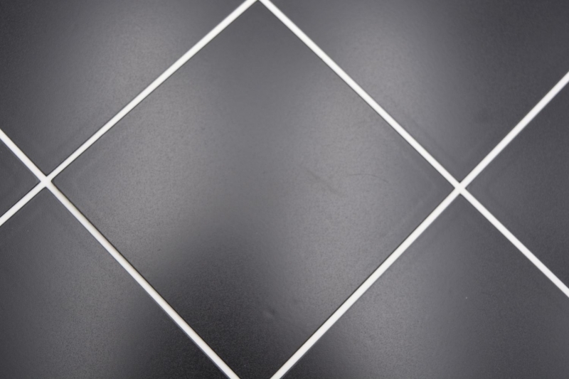 Estera de mosaico autoadhesiva aspecto azulejo negro metálico con junta blanca MOS200-B03