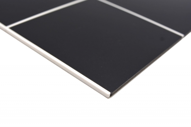 Estera de mosaico autoadhesiva aspecto azulejo negro metálico con junta blanca MOS200-B03