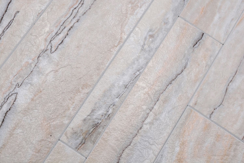 Estera de mosaico autoadhesiva vinilo aspecto piedra blanco gris oro rectangular MOS200-SP06