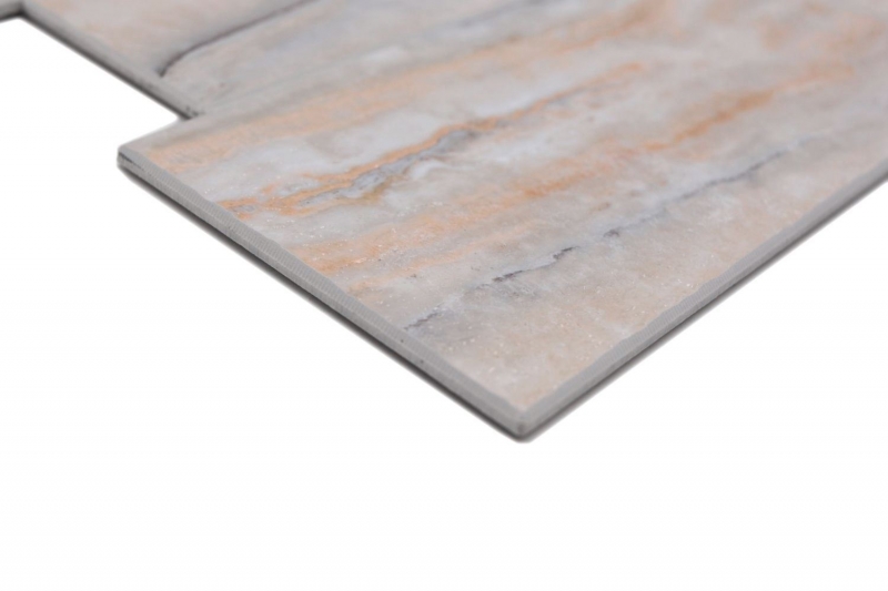 Estera de mosaico autoadhesiva vinilo aspecto piedra blanco gris oro rectangular MOS200-SP06