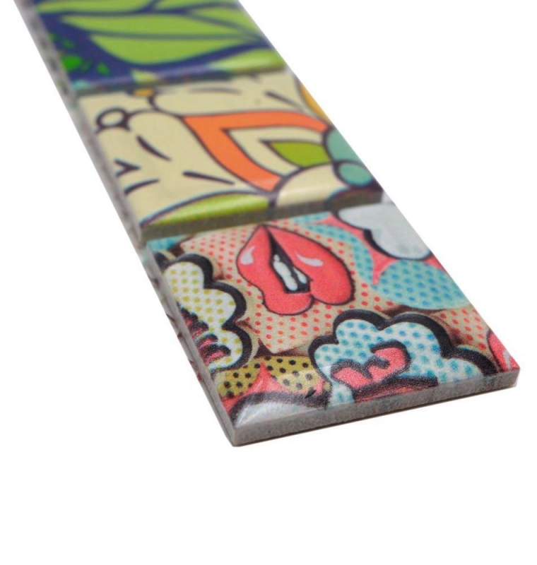 Mosaico cenefa colorido motivo retro mosaico Pop UP ART Andy Warhole Style MOS14BOR-1606
