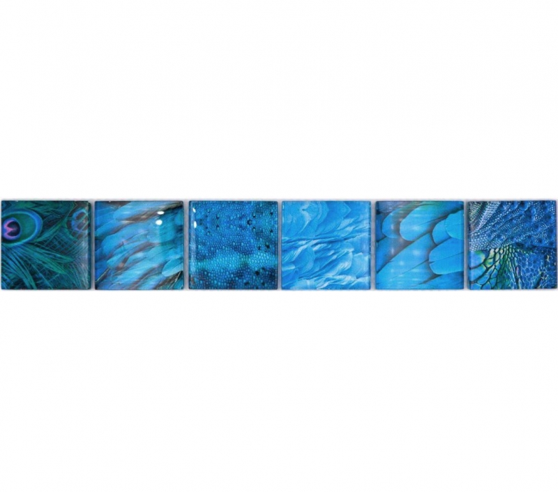 Borde de mosaico Borde de mosaico de vidrio animal mundo AVES azul claro azul oscuro MOS78BOR-W78