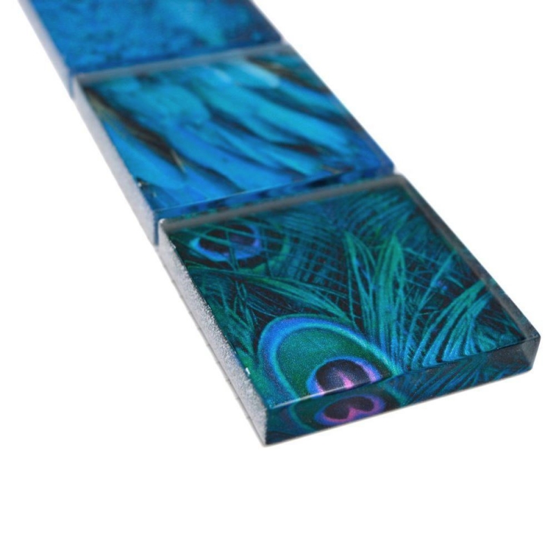 Borde de mosaico Borde de mosaico de vidrio animal mundo AVES azul claro azul oscuro MOS78BOR-W78