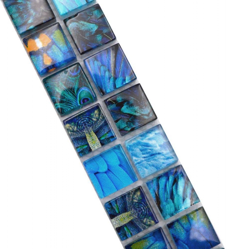 Mosaico Borde Mosaico de vidrio Mundo animal BIRD Azul claro Azul oscuro MOS68BOR-WL74