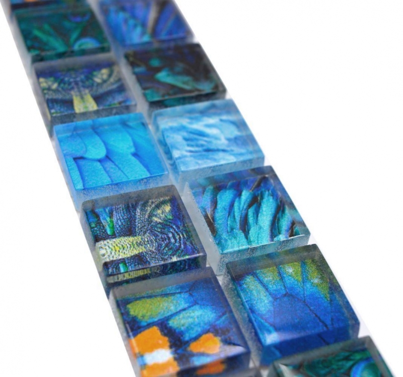Mosaico Borde Mosaico de vidrio Mundo animal BIRD Azul claro Azul oscuro MOS68BOR-WL74