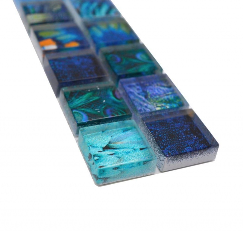 Mosaico Borde Mosaico de vidrio Mundo animal BIRD Azul claro Azul oscuro MOS68BOR-WL74