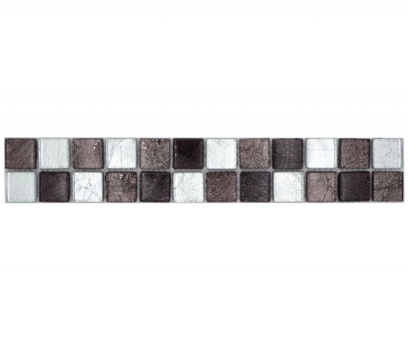 Mosaico frontera frontera mosaico de vidrio mosaico azulejo plata negro estructura MOS126BOR-1783