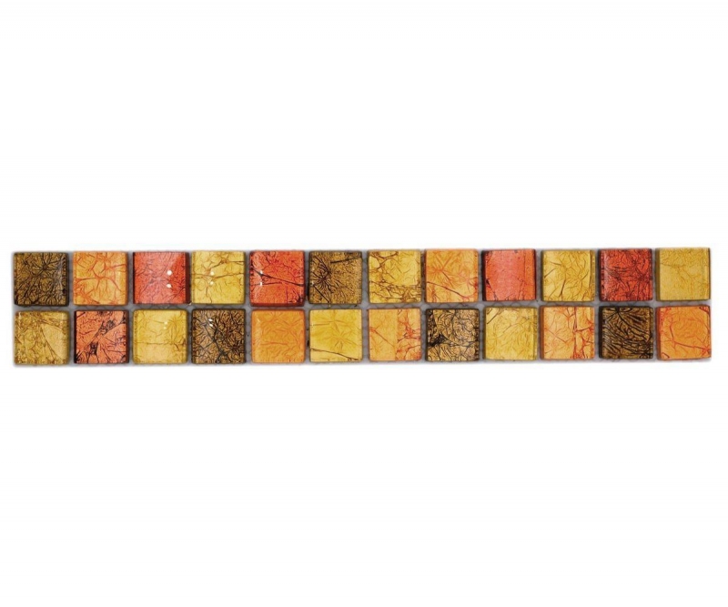 Mosaico frontera frontera vidrio mosaico mosaico azulejo oro naranja estructura MOS120BOR-07814