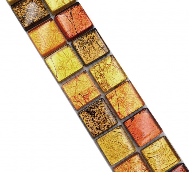 Mosaico frontera frontera vidrio mosaico mosaico azulejo oro naranja estructura MOS120BOR-07814