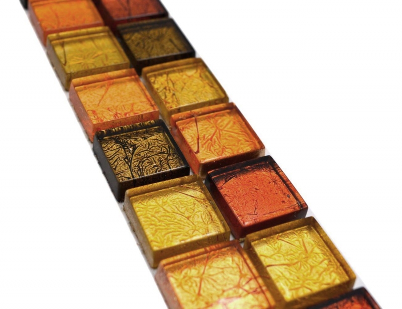 Mosaico frontera frontera vidrio mosaico mosaico azulejo oro naranja estructura MOS120BOR-07814