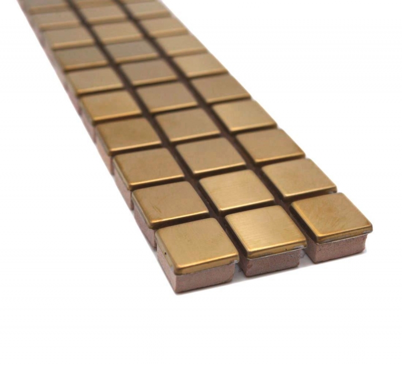 Mosaico cenefa cenefa oro acero inoxidable ligeramente cepillado MOS129BOR-0707