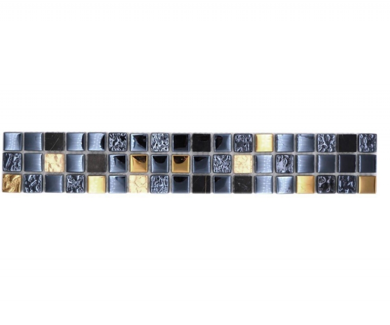 Borde de mosaico Borde de mosaico de vidrio piedra natural negro dorado MOS92BOR-650