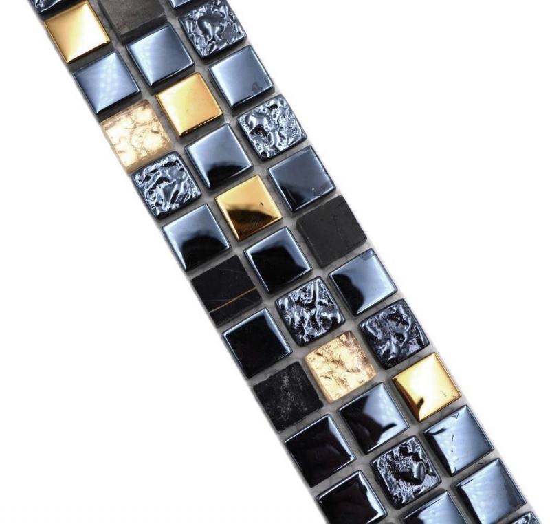 Borde de mosaico Borde de mosaico de vidrio piedra natural negro dorado MOS92BOR-650