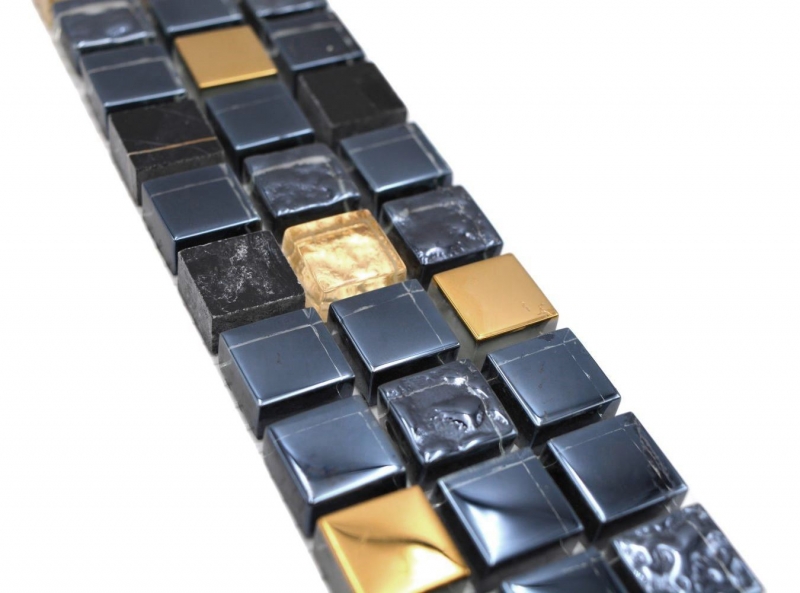 Borde de mosaico Borde de mosaico de vidrio piedra natural negro dorado MOS92BOR-650