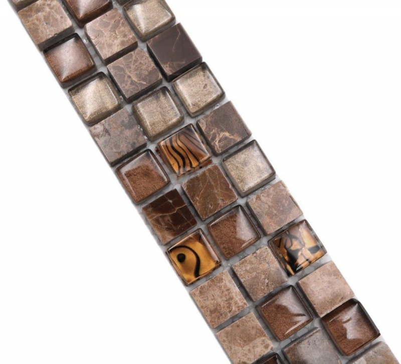 Mosaico frontera frontera mosaico de vidrio piedra natural mezcla beige marrón emperador MOS92BOR-1303