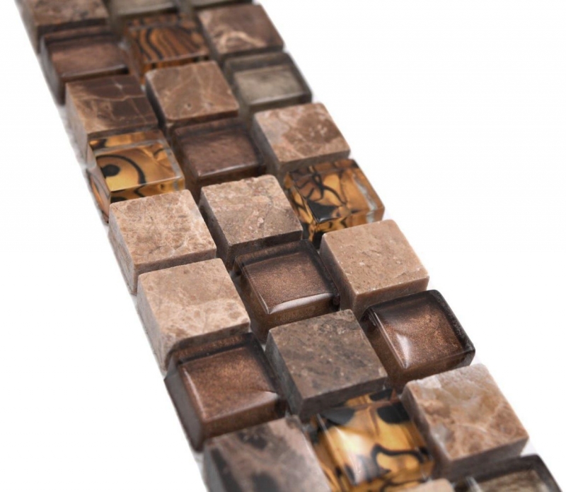 Mosaico frontera frontera mosaico de vidrio piedra natural mezcla beige marrón emperador MOS92BOR-1303