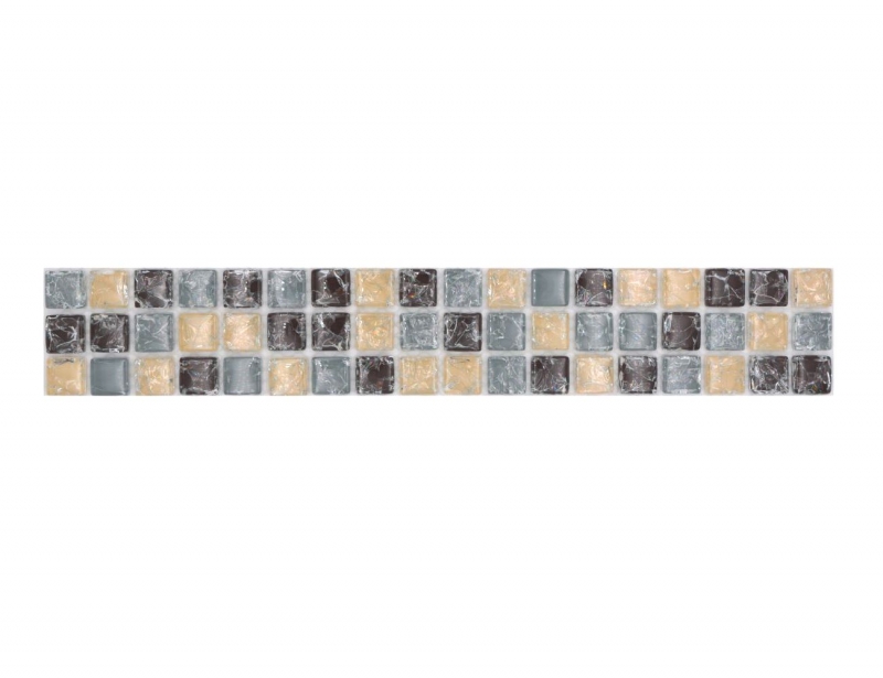 Mosaico cenefa cenefa mosaico de vidrio roto mezcla gris beige marrón MOS92BOR-1302
