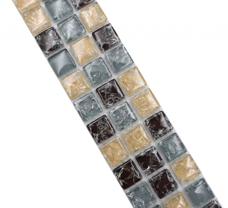 Mosaico cenefa cenefa mosaico de vidrio roto mezcla gris beige marrón MOS92BOR-1302