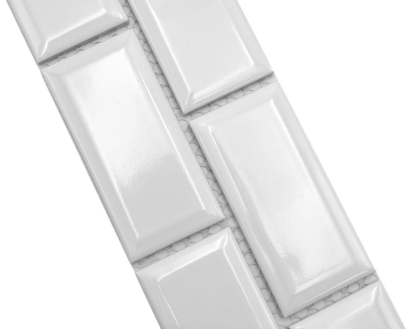 Mosaico cenefa Metro uni blanco MOS26BORM-0101