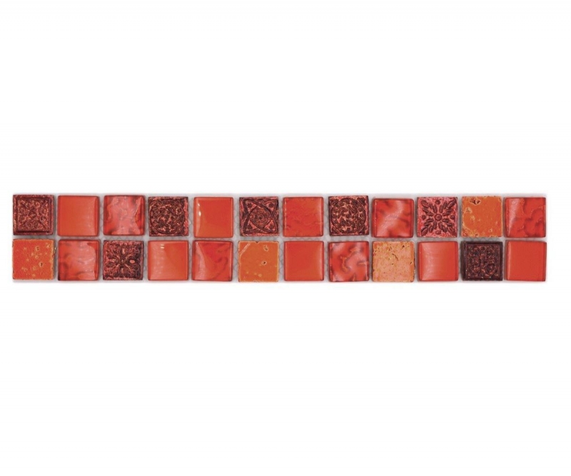 Mosaico cenefa cenefa mosaico de vidrio resina mezcla estructura rojo MOS83BOR-CB30