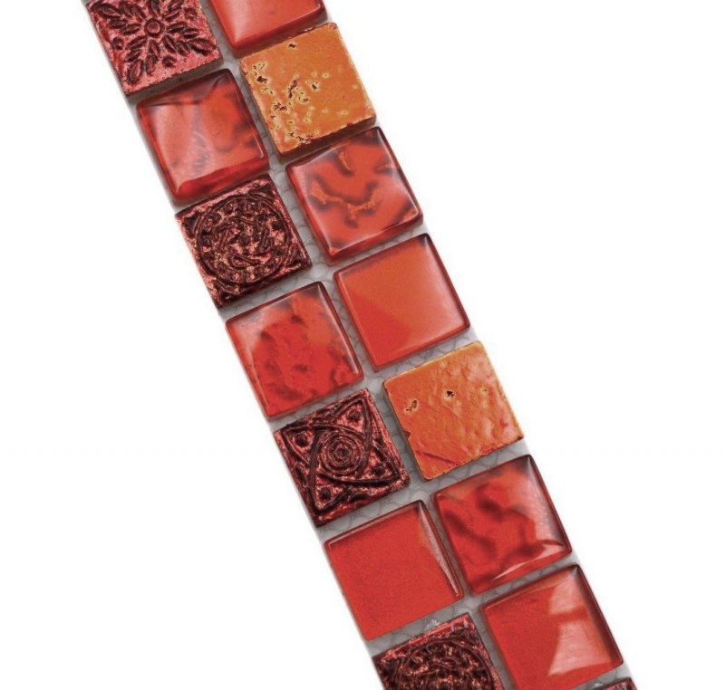 Mosaico cenefa cenefa mosaico de vidrio resina mezcla estructura rojo MOS83BOR-CB30