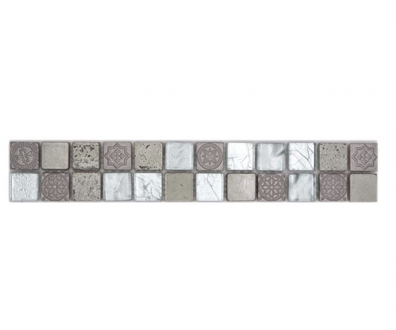 Borde de mosaico Borde de mosaico de vidrio Mezcla de resina Estructura de plata MOS83BOR-CB33