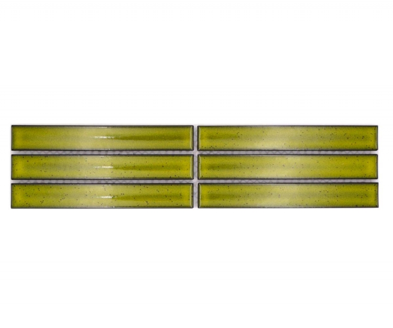 Mosaico cenefa varillas verde claro moteado brillante MOS24BOR-CS16