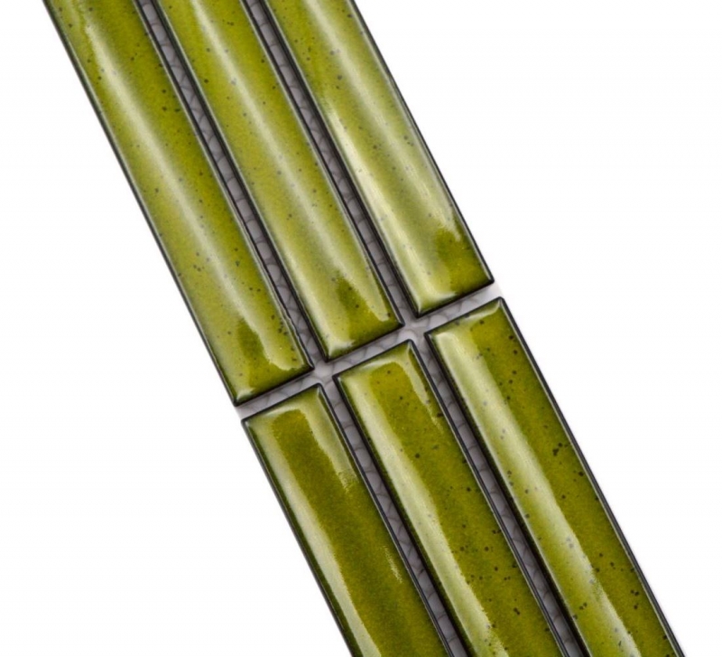 Mosaico cenefa varillas verde claro moteado brillante MOS24BOR-CS16