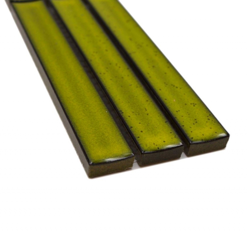 Mosaico cenefa varillas verde claro moteado brillante MOS24BOR-CS16