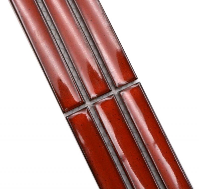 Mosaico cenefa sticks rojo moteado brillante MOS24BOR-CS56