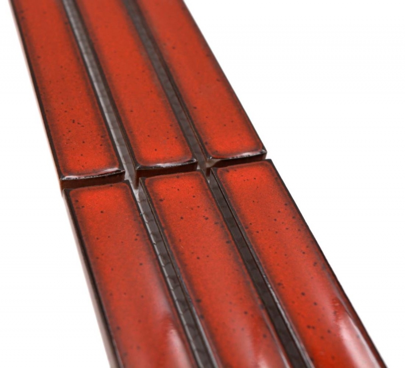 Mosaico cenefa sticks rojo moteado brillante MOS24BOR-CS56