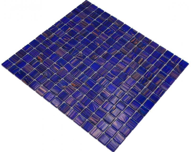 Azulejo de mosaico de vidrio azul ultramarino oscuro cobre iridiscente MOS230-G19