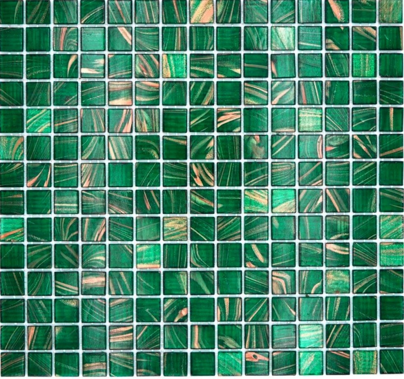 Mosaico de vidrio verde ópalo cobre iridiscente MOS230-G28