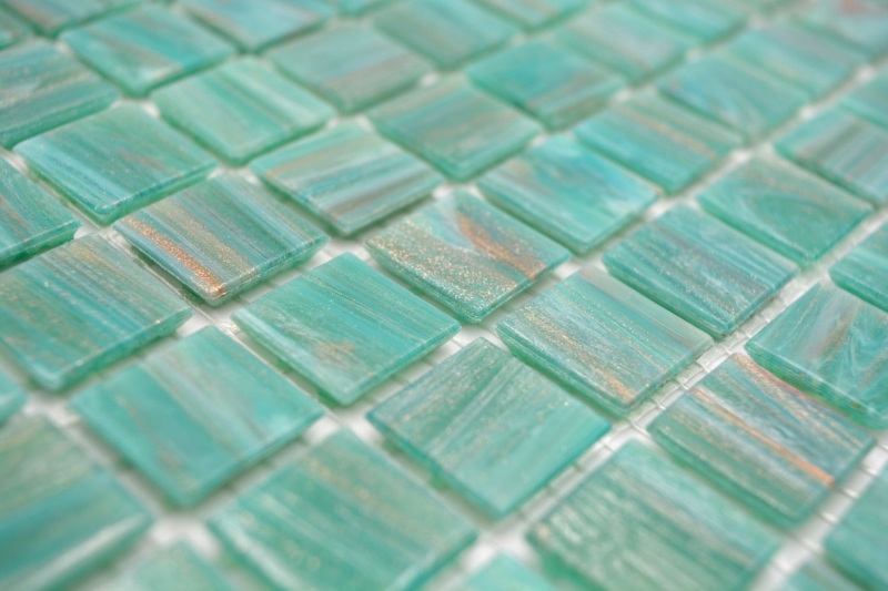 Mosaico de vidrio mosaico azulejo verde turquesa cobre iridiscente MOS230-G65