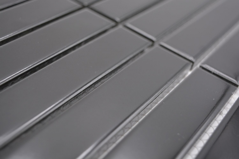 Cerámica mosaico negro brillante varilla mirada mosaico azulejo cocina pared azulejo backsplash baño ducha pared MOS24-S50_f