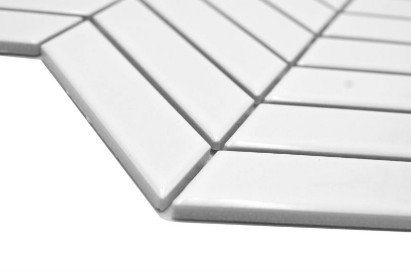 Cerámica mosaico blanco brillante flecha mirada mosaico azulejo cocina pared azulejo backsplash baño ducha pared MOS24-EV31_f