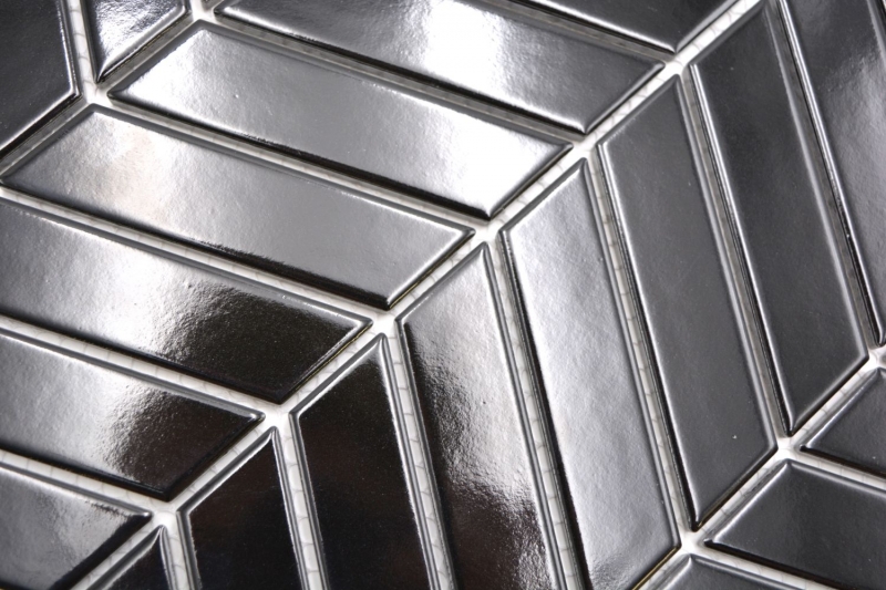Cerámica mosaico negro brillante flecha mirada mosaico azulejo cocina pared azulejo espejo baño ducha pared MOS24-EV39_f