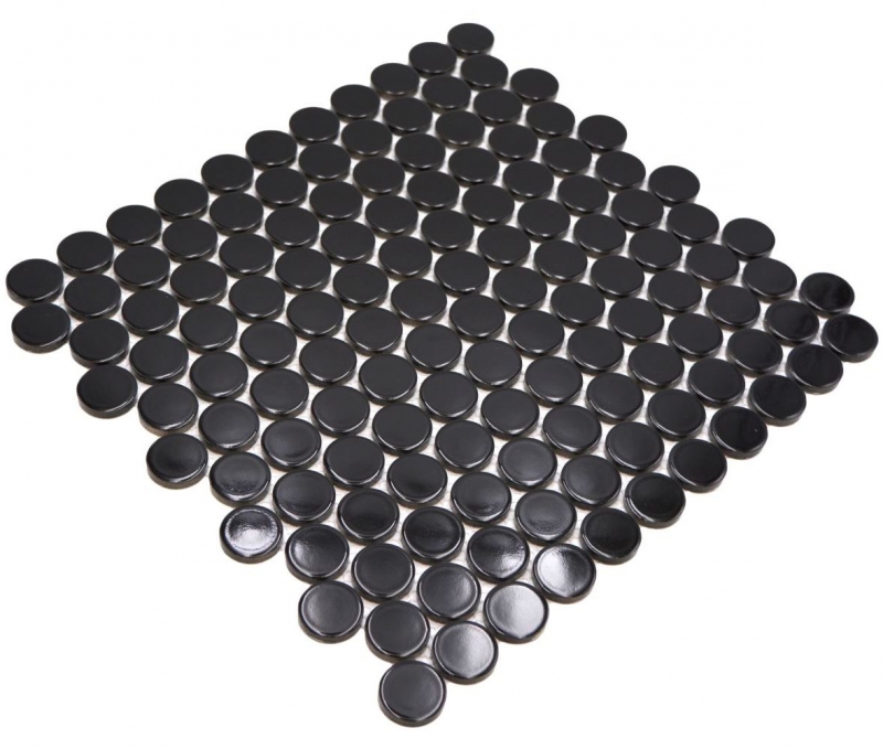 Cerámica mosaico negro brillante mirada redonda mosaico azulejo cocina azulejo de la pared espejo baño ducha pared MOS10-0300GR_f