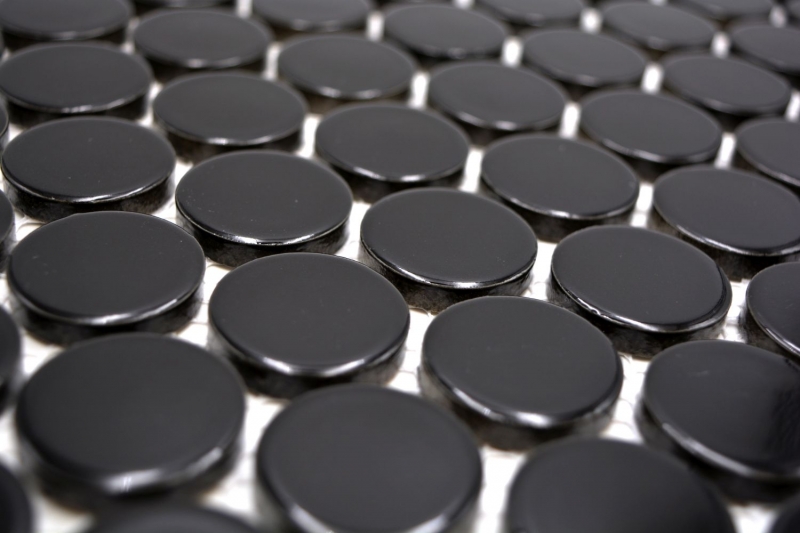 Cerámica mosaico negro brillante mirada redonda mosaico azulejo cocina azulejo de la pared espejo baño ducha pared MOS10-0300GR_f