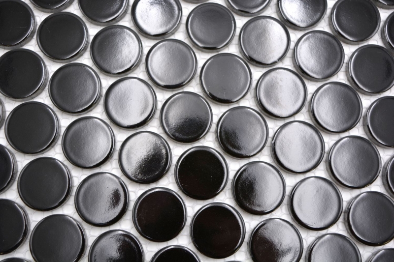 Cerámica mosaico negro brillante mirada redonda mosaico azulejo cocina azulejo de la pared espejo baño ducha pared MOS10-0300GR_f
