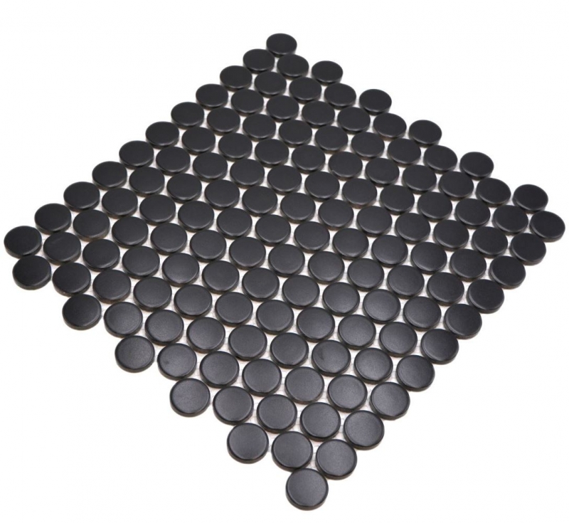 Mosaico de cerámica negro mate redondo mirada mosaico azulejo cocina pared azulejo espejo baño ducha pared MOS10-0311GR_f