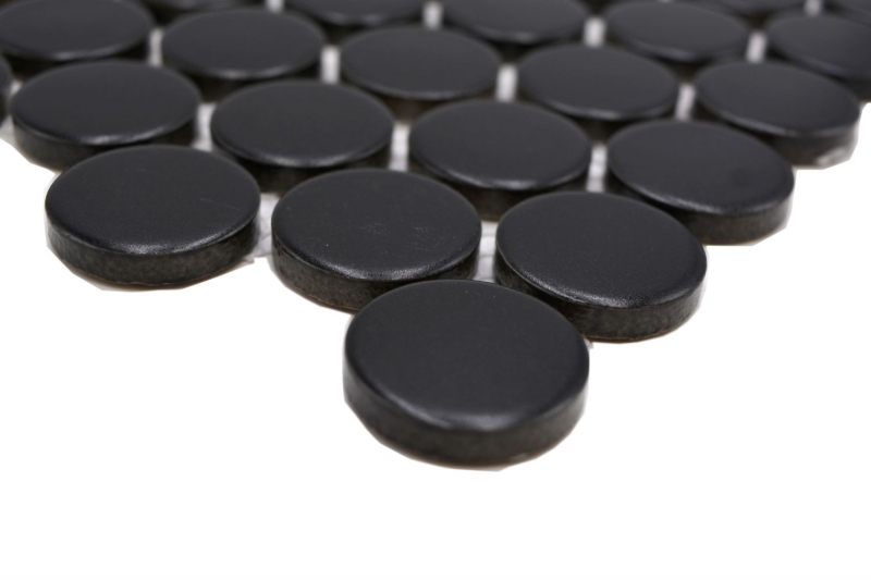 Mosaico de cerámica negro mate redondo mirada mosaico azulejo cocina pared azulejo espejo baño ducha pared MOS10-0311GR_f