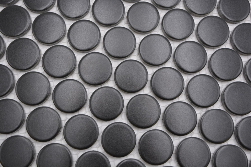 Mosaico de cerámica negro mate redondo mirada mosaico azulejo cocina pared azulejo espejo baño ducha pared MOS10-0311GR_f