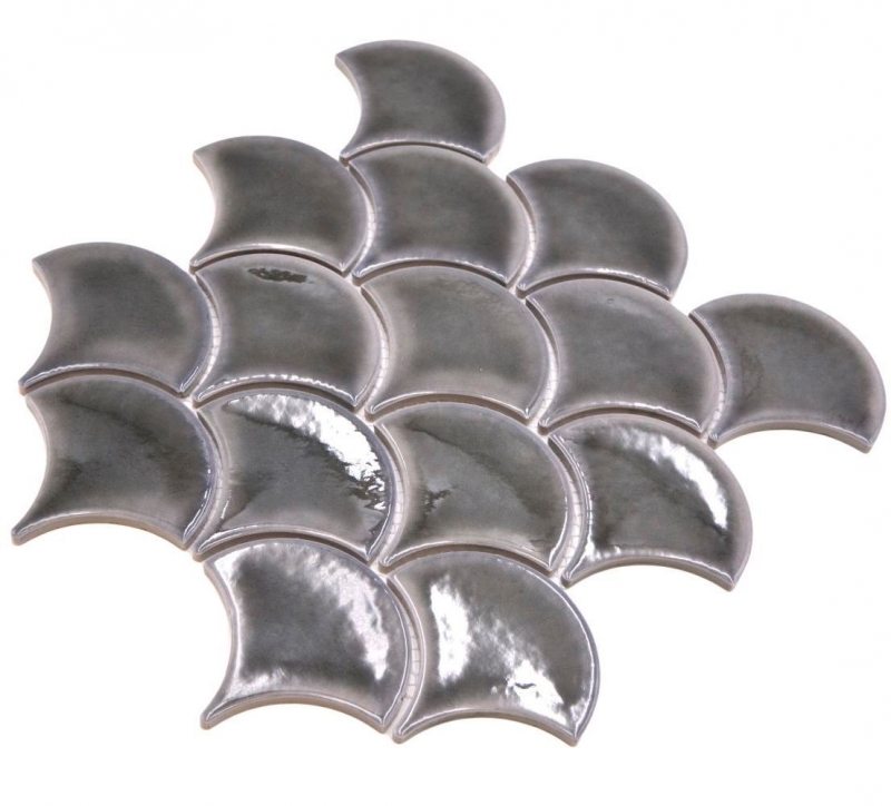Mosaico de cerámica gris oscuro brillante efecto ventilador mosaico azulejo cocina azulejo de la pared espejo baño ducha pared MOS13-FS7_f