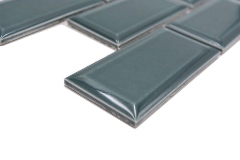 Mosaico de cerámica verde oscuro brillante metro mirada mosaico azulejo pared de la cocina azulejo backsplash baño ducha pared MOS24-06G_f