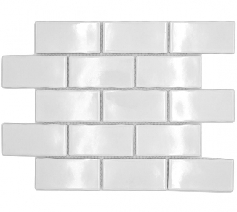 Mosaico de cerámica blanco brillante ladrillo mirada mosaico azulejo pared cocina azulejo backsplash baño ducha pared MOS26-238_f