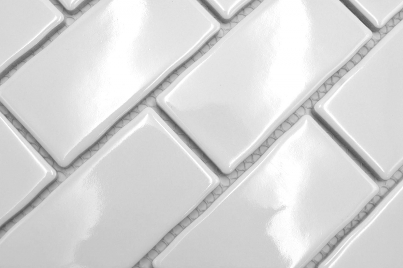 Mosaico de cerámica blanco brillante ladrillo mirada mosaico azulejo pared cocina azulejo backsplash baño ducha pared MOS26-238_f